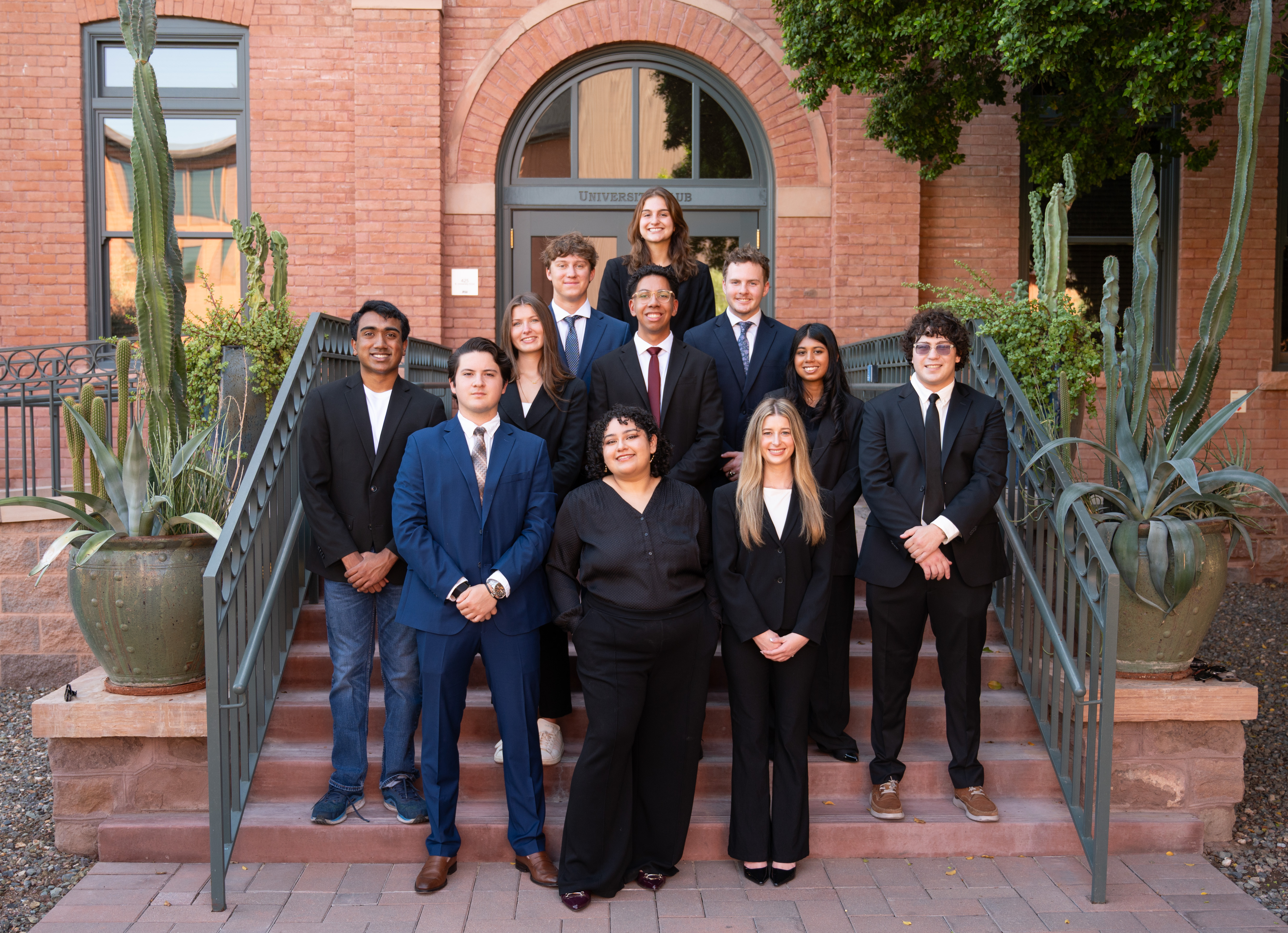 AMA students posed on campus steps